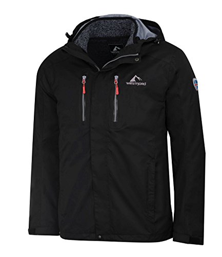 Westfjord Herren 3in1 wasserdichte Funktionsjacke Hverfjall, Schwarz / Grau, Gre Medium