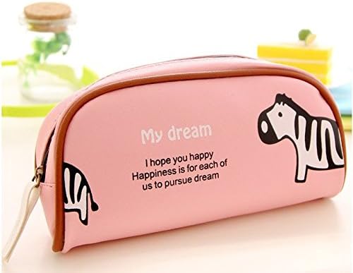 Kavivi Big Capacity Pen Bag Cute Zebra Elephant Paradise Stationery Pencil Case (Zebra-Pink)