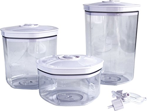 Maxxo VC1800 Set di 3 Contenitori Universale per Macchine per Sottovuoto Alimenti Volume 0,7/1,4/2l per tutti i tipi di Confezionatrici Sottovuoto e per Cottura Sous Vide