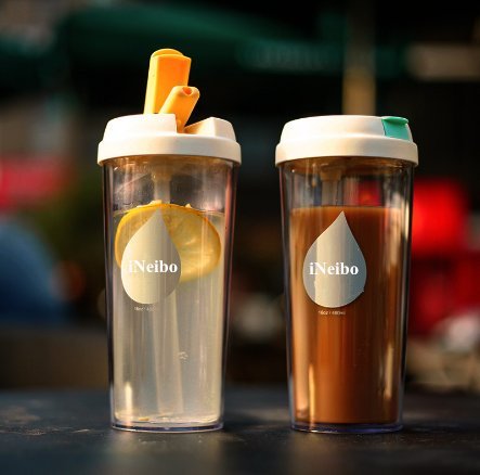 iNeibo becher to go, thermobecher, isolierbecher, trinkbecher, kaffeebecher, doppelwandiger becher, trinkflasche mit deckel & dtrohhalm. perfekt für kaffee, tee, saft, smoothies - 3
