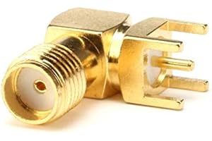 TYCRALI Connecteur prise SMA femelle 90° A souder, coudé F, câble de montage PCB antenne, compatible avec antenne satellite, amplificateur antenne, équipement connexe, utilisation extérieure