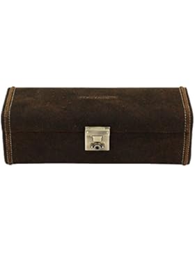 Friedrich|23, Uhrenkasten, Für 4 Uhren, Echtleder, Vintage-Optik, 29 x 10 x 9,5 cm, Abschließbar, Cubano, Braun...