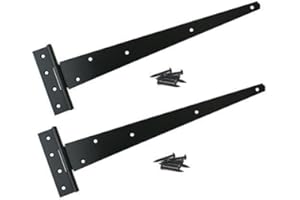WYRE DIRECT 2x Black Tee Hinges 24" 600mm Long VERY HEAVY DUTY Gate Shed FIXINGS INCLUDED