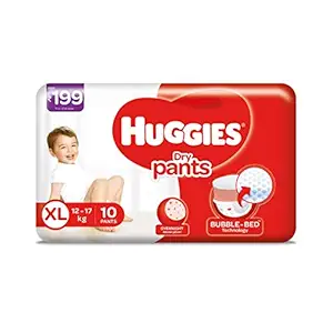 Huggies Dry Pants, Extra Large (XL) Size Baby Diaper Pants, 10 count, with Bubble Bed Technology for comfort