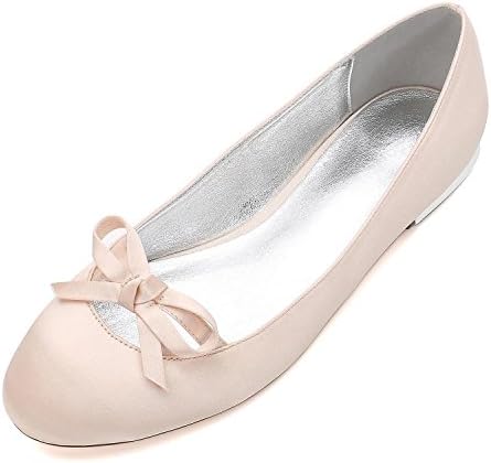 Elegant high shoes Womens Wedding Shoes 5049-22 Satin Prom Wedding Bridal Ladies Bowknot Heel Party Court Shoes, Champagne, 40