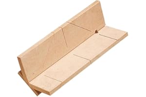 MONDELIN Boîte à coupe forme V – Petit modèle en bois composite pour corniches et moulures, coupe 45° et 90°, largeur jusqu’à 90 mm
