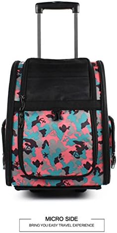 CWBB Pet Trolley on Wheels Carrier Backpack for Dogs Bag Camouflage Stroller, Red