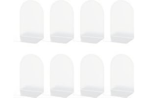 Deefongo Book Ends, 4 Pair White Metal Bookends - Non Skid, No Rusting Book Stopper for Home, Office, Library