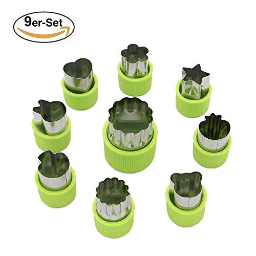 Avana 9 Stck Edelstahl Ausstechformen Gemse Obst Ausstecher Tiere Form Gemseschneider Keks Pltzchen Schneider Cookie Cutter Gemseausstecher Schutzgriff Fr Kinder Grn