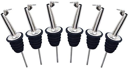 Stanhill *Value 6 Pack* Best Quality Stainless Steel Flip-Top Liquor Pourers with Tapered Spout