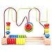 hibote Classic Developmental Jumbo Wooden Bead Maze Game, Circle Abacus Wooden Around Bead Maze Learning Educational Toys for Kids, Multicolor First Bead Roller Coaster Gift Present for Girls Children Baby Toddlers