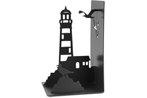 Balvi Fermalibri Lighthouse Colore nero Classica veduta della costa: faro e gabbiani Metallo