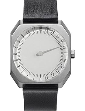 slow Jo 05 - Black Leather, Silver Case, Silver Dial Analog Leder Schwarz slow Jo 05