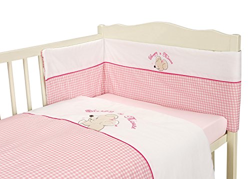 Baby Girl Pink Gingham 3 Piece Bedding Bale Set - Nursery Cot bed