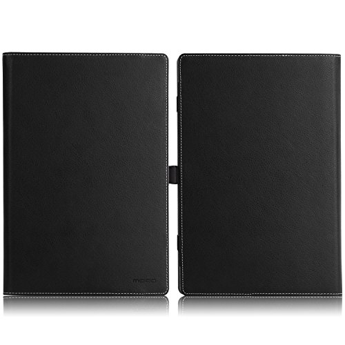 MoKo Lenovo YOGA Book Hülle – PU Leder Tasche Ständer Schale Folio Smart Case Cover mit Stift-Schleife/Standfunktion für Lenovo YOGA Book YB1-X90F, YB1-X91F 10.1 Zoll 2-in-1 Tablet/Laptop, Schwarz - 2