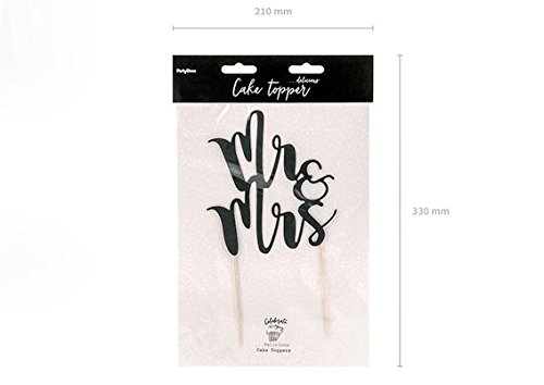 1 Stück Cupcake-Topper ‚Mr & Mrs‘, schwarz, Papierartikel auf Holzstäbchen - 4