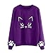 Produktbild Aberimy Pullover Bluse Tops Damen Blumen Slim Fit Langarm Sweatshirt Cat Cute Drucken Mantel Fashion Pulli warme Elegante Hemd Lose T Shirt Blusen Tunika Top