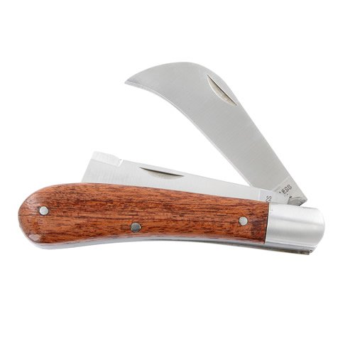 Dual Gartenmesser RH3001 Rosenholz & Edelstahl-Klingen, Taschenmesser als Kopuliermesser & Okuliermesser, zur Veredelung von Pflanzen, Rosen oder für Gartenarbeiten – Edelstahlmesser - 2