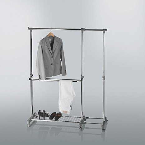 Oramics ausziehbarer Kleiderständer Teleskopgarderobe Garderobenständer mit Rollen - 3