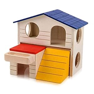 AUOKER jaulas y hábitats de hámster de Gran tamaño, de Madera Natural, para hámsters, Ratas, cobayas, Ratones, gerbos, Animales pequeños, Juguete portátil para casa de hámster