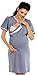 Zeta Ville Maternity - Women's Nursing Nightdress Robe Labour Hospital Gown 393c (Nightdress - Graphite, UK 12/14)