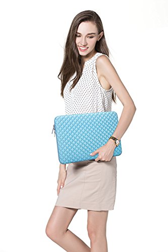 MOSISO Universal wasserresistente and stoßfest Lycra Laptop Schutzhülle mit Rautenmuster / Diamant-Muster Schaumpolsterung für 12,9 Zoll iPad Pro, 13-13,3 Zoll MacBook Pro, MacBook Air, Laptops, Tablets, Notebooks Chromebook, Air Blau - 6