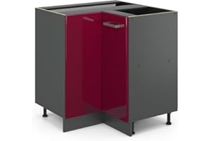 Vicco mobile ad angolo cucina R-line, Rosso bordeaux lucido/Antracite, 75.6 cm senza piano di lavoro