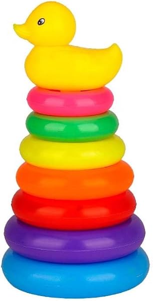 KIDSZONE Colorful Duck Stacking Ring Toy for Babies & Toddlers – Educational Baby Toy for Hand-Eye Coordination, Color R