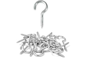 MindWissUp 48pcs M3 x 30mm Screw Hooks Open Eye Cup Screw-in Ceiling Nickel Plated Hooks Indoor and Outdoor Wall for Hanging Plants, Cups, Kitchen Cabinet Shelf(1.2inch)