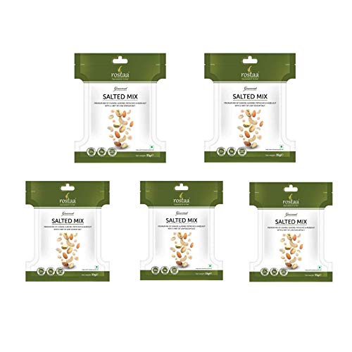 Rostaa Salted Nibbles 35g, (Pack of 5) Healthy, Lightly Salted, Party Snack, California Grown Nut, Source of Protein, Gluten Free, Premium Crunchy,Low Sodium, Oil Free