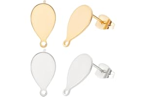 Beebeecraft 80 pz 2 Colori Accessori per Orecchini A Goccia Placcati Oro 24K Montanti per Orecchini con Passanti e Retro per Orecchini A Farfalla Accessori per Orecchini Color Oro e Argento