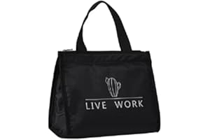 TZMY-EU Borse Bento Nero Borse Portapranzo Borse per Alimenti Isolati Tessuto Oxford Impermeabile Borse da Picnic per Donne Uomini Studenti,Picnic Scuola di Lavoro