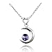 Price comparison product image AmberMa "Moon Touch" Crescent Moon Pendant Necklace Sterling Silver Purple Cubic Zirconia Fashion for Women Girls