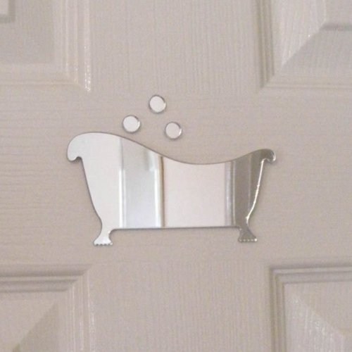 Bad & Blase Spiegel 12 cm x 6 cm & 3 Blasen (Tür-Schild-Größe)