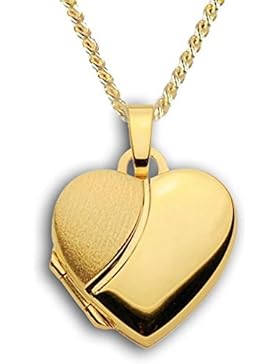 Herz Medaillon verziert matt mattiert hochglanz 333 Gold Muttertag Valentinstag Verlobung Liebe Schmuck Amulett...