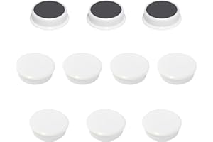 DUJEQM 10PCS Fridge Magnets - Heavy Duty Round Mini Magnets for Whiteboard, Kitchen, Office & School - Strong Magnet Small Cute Decorative Magnets for Crafts Presentation Supplies Notice Board, White