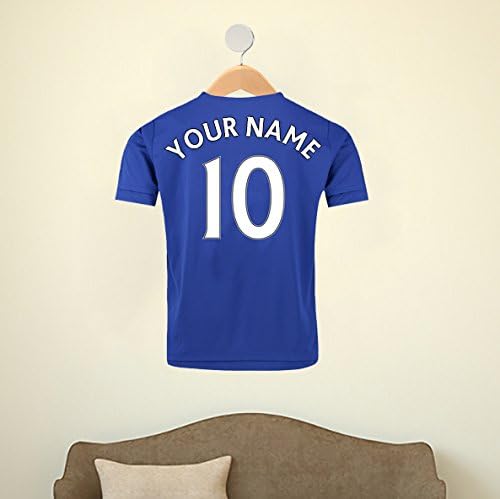 ROYAL BLUE SHIRT YOUR NAME &amp; NUMBER CUSTOM PRINTED FOOTBALL SHIRT ON HANGER WALL STICKER