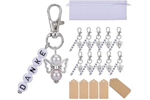 LinTimes Schutzengel Gastgeschenke Hochzeit 20 Stück Schlüsselanhänger Schutzengel + kardieren Dankeschön Geschenke + Organza Beutel Für Geburtstag Taufe Hochzeit Kommunion Party