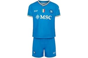SSC Napoli Set Gara Infant Home, EA7, Prodotto Ufficiale, Scudetto Tricolore, Azzurra, Divisa bambino 2023/2024, 24 mesi