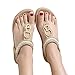 Produktbild SHE.White Damen Sandals, Frauen T-Strap Sandalen Sommer Bohemian Strass Flach Sandaletten PU Leder Zehentrenner Flip-Flop Flach Schuhe Khaki Schwarz Blau Rosa