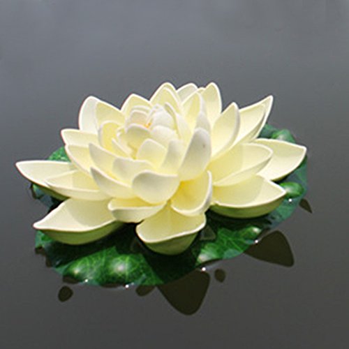 Künstlicher Lotus – E-Emmix Schwimmende Blume des künstlichen Schaums Lotus Weiß für Haus und Party Dekoration 7 „Set von 4 - 3