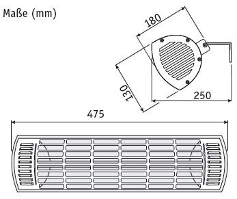 Infrarotheizstrahler CasaTherm W Gold LowGlare Goldröhre, 2000 W, mattweiß, IP65, 8,7 A, 1,8 m Zuleitung, Schukostecker und Wandhalter - 5