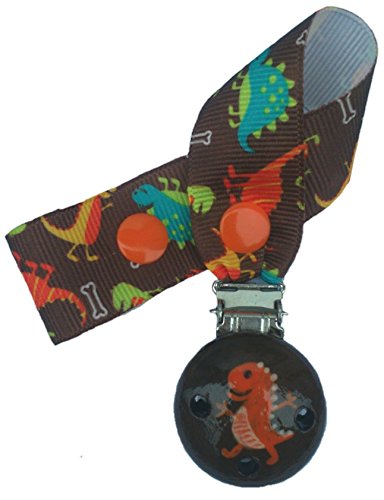 CuteToots hand-painted wooden dummy clip - roary the dinosaur (for dummy with ring)