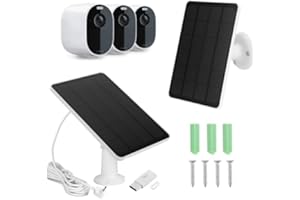 AZURAOKEY Caricatore per pannello solare compatibile con faretti Arlo Essential/XL, caricatore per pannello solare Arlo Essential da 4 W/6 W, impermeabile con cavo micro USB da 3 m e supporto a parete