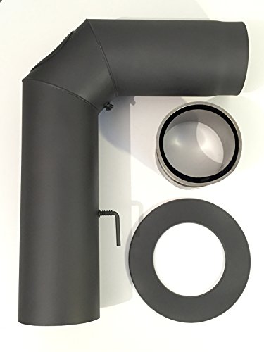 Ofenrohr Rauchrohrset 150 mm Schwarz geschliffen Rohrset Ofenrohrset