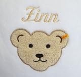 Frottier Kuschel-Kissen mit Ihrem Wunsch Namen bestickt weiß Steiff Collection 40 x 40 cm mit Füllung 2987 - 2
