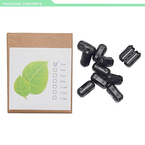 10er-Pack 3mm Durchmesser Schalter auf Ferrit Kern Kette Ringkerndrossel Cord RFI EMI Geräusch unterdrückungs-Filter für USB Audio Video Power Kabel schwarz - 6