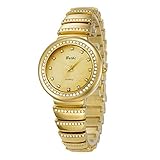 Damenuhren, Strasssteine Elastisches Gürtel Design, Fashion Ladies Es Armband Quarz Handgelenk Watche mit Stahlband (Gold, Silber),B