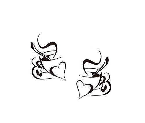 Preisvergleich Produktbild Hacoly Kaffee Tasse Wandaufkleber Kaffetasse Kindergarten Wandsticker Küche Glasfenster selbstklebend Aufkleber Wandtattoo Esszimmer Wanddeko Ideal für die Dekoration Ihres Hauses 28.5 * 40cm