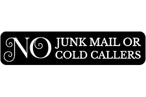 BLOSSOM PRINT No Junk Mail or Cold callers letterbox Sign - Size 150mm x 35mm - Self Adhesive Vinyl Sticker - Prevents unwanted Junk Mail and Sales callers